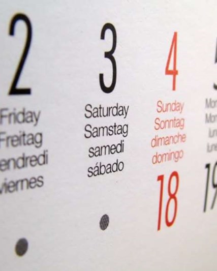 Calendar numbers date