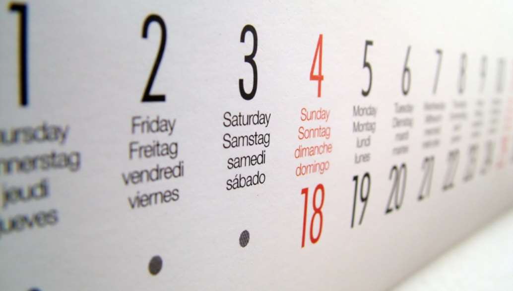 Calendar numbers date