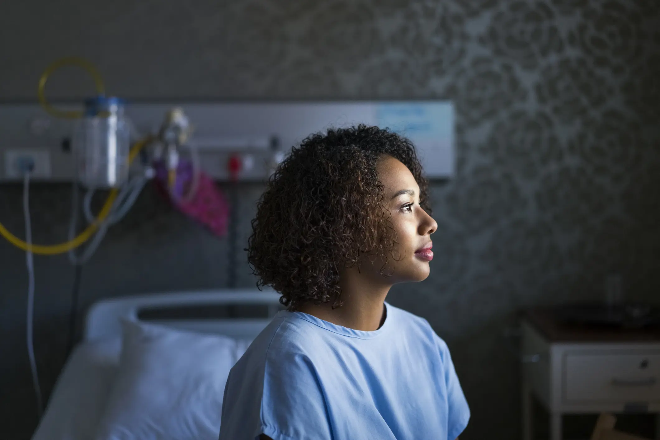 Patient looks away from camera