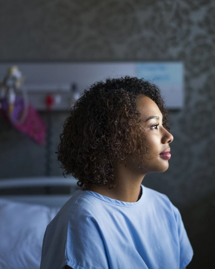 Patient looks away from camera