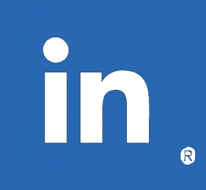 LinkedIn logo - word in on blue background