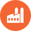 Orange icon showing a factory