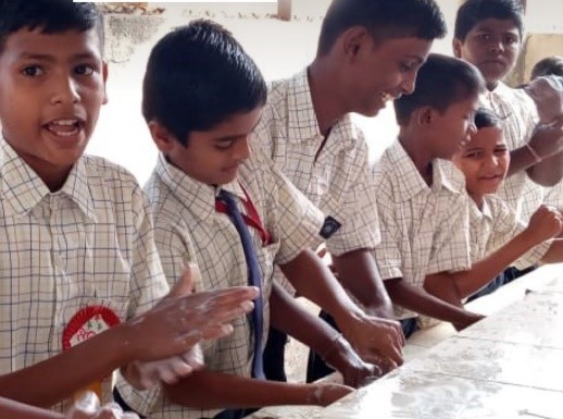 Children washing hands