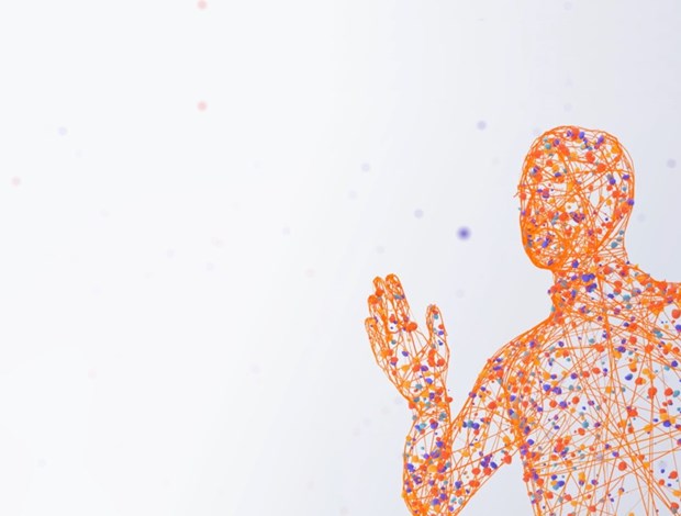 Running Man made from particles