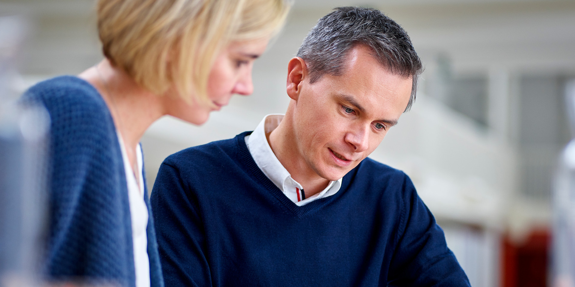 Man and woman using a Tablet together