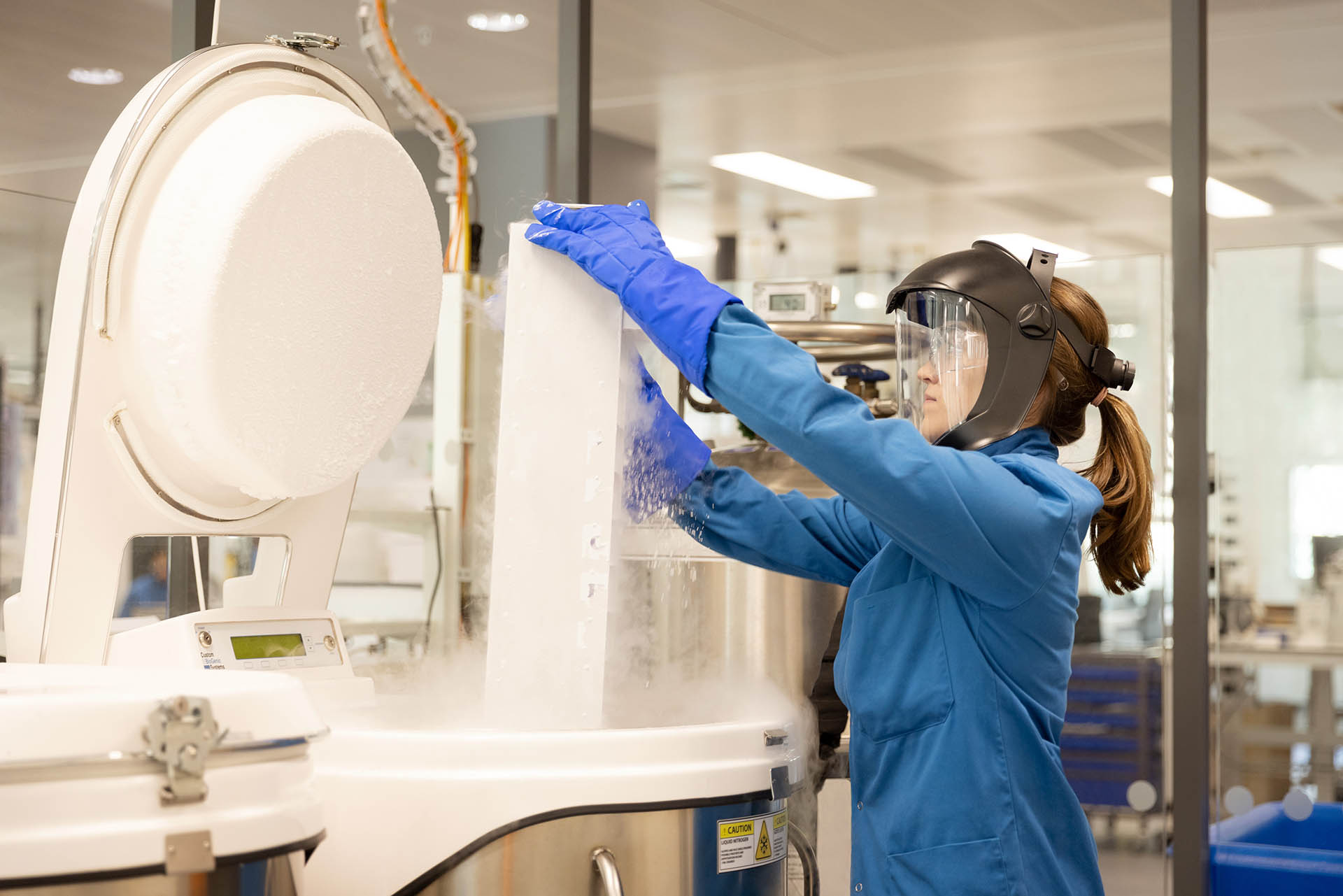 Lab worker carrying out a task