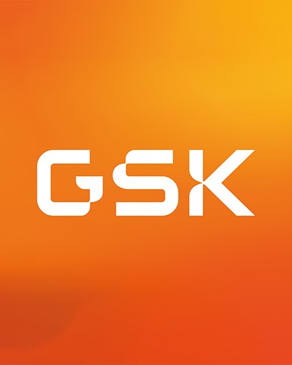 GSK Logo on an orange gradient background