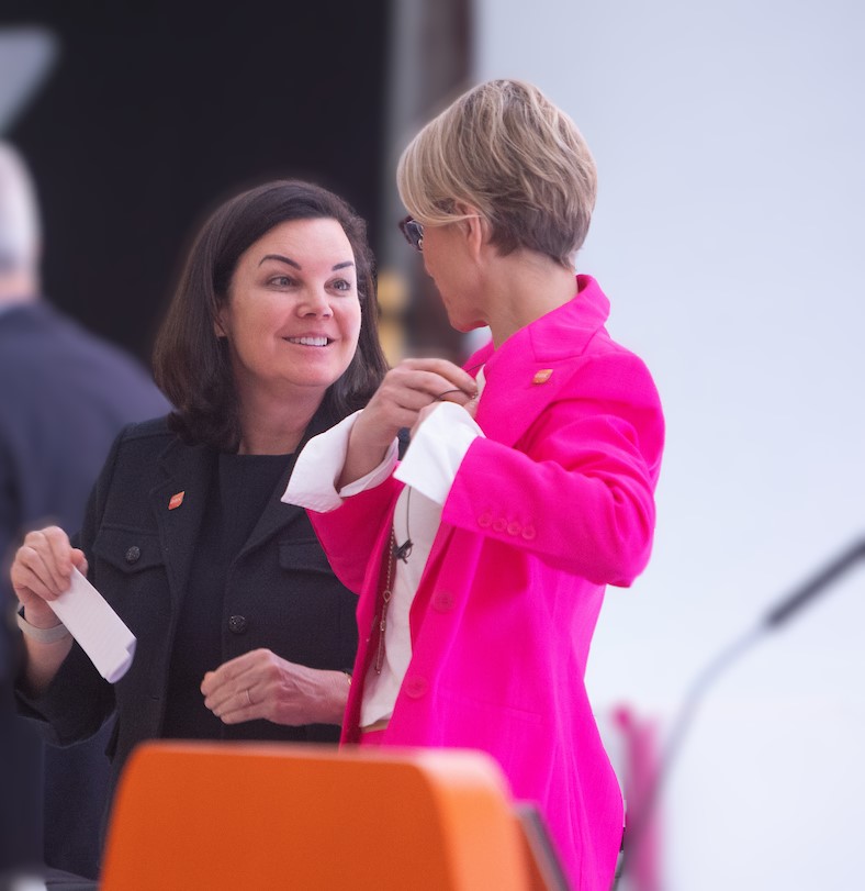 GSK Board Director and Chair of Remuneration Committee, Wendy Becker, speaks to CEO Emma Walmsley