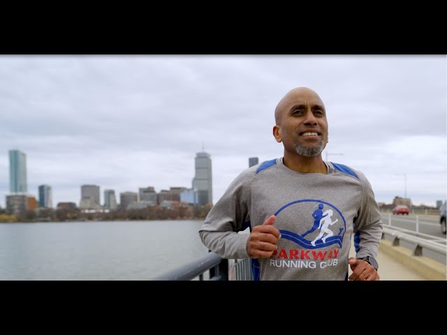 Man running on a bridge
