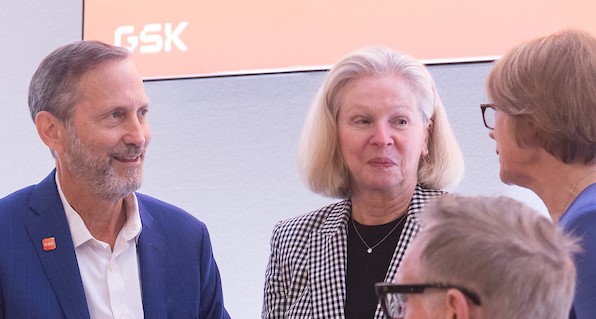 GSK Chair of Audit and Risk Committee Charles Bancroft speaks with Julie Brown and Liz Anderson
