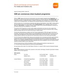 GSK Plc Commences Share Buyback Programme PR