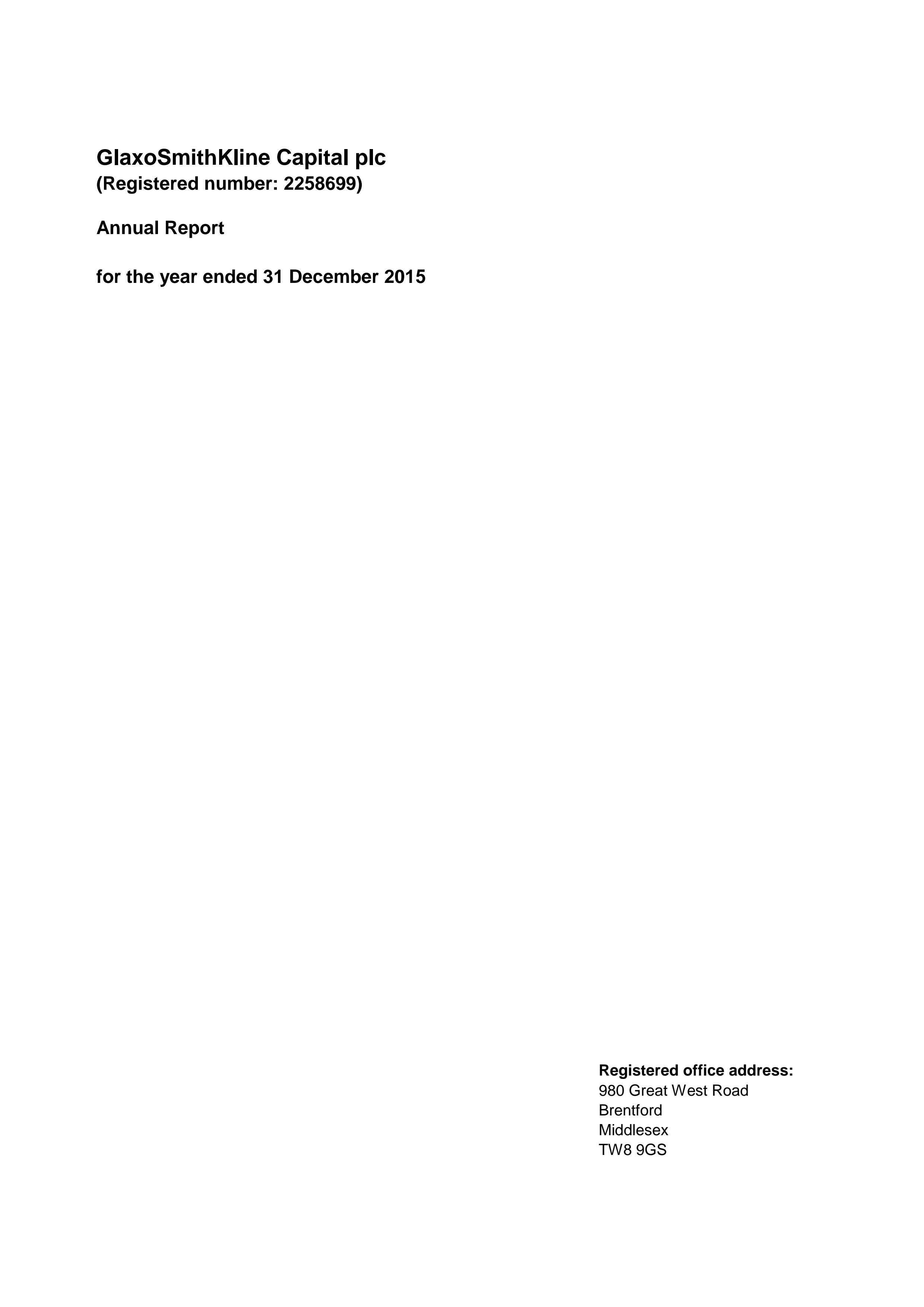 Gsk Capital Plc 31 12 15 Final Ar And Accounts For Gsk