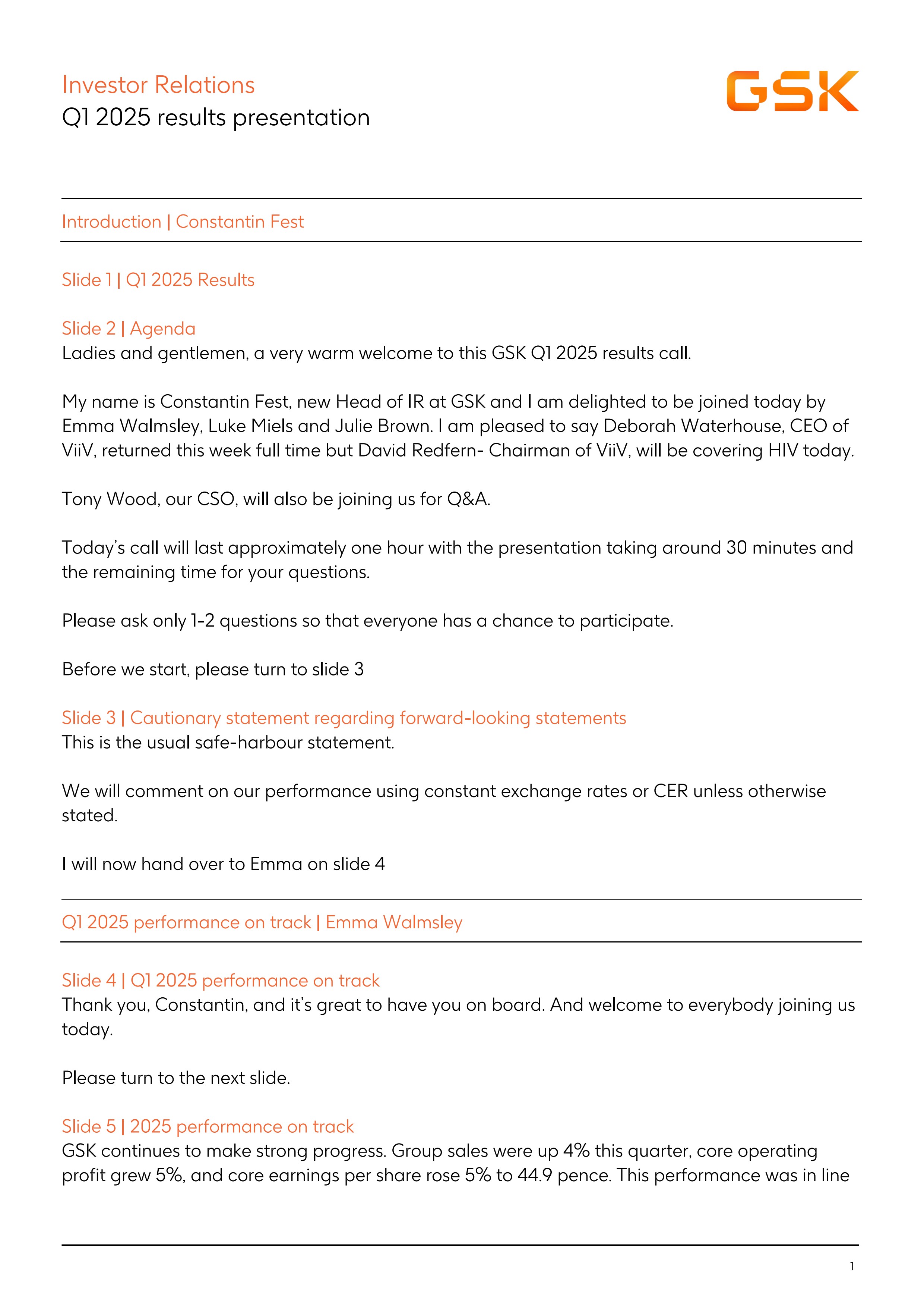 Q1 2025 results transcript