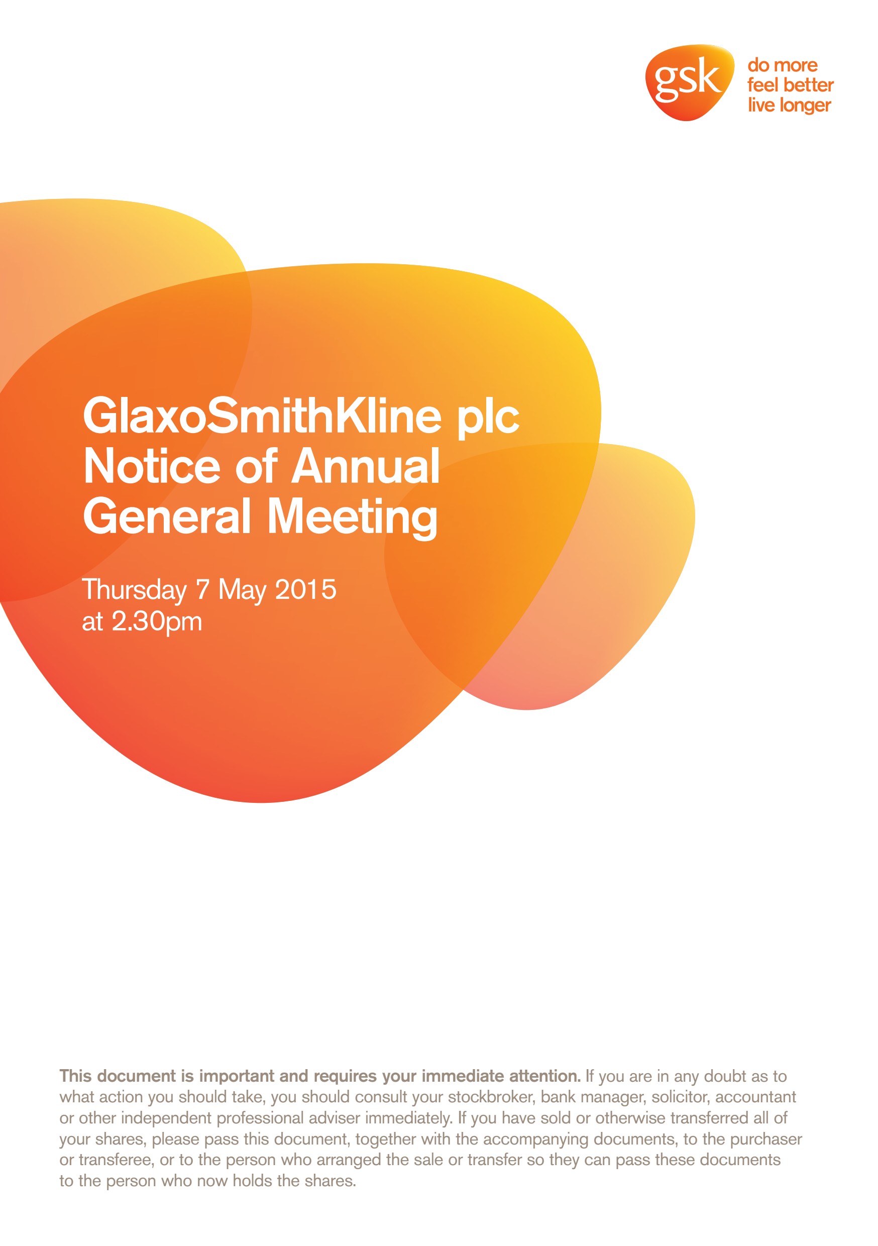 GSK AGM notice of meeting 2015