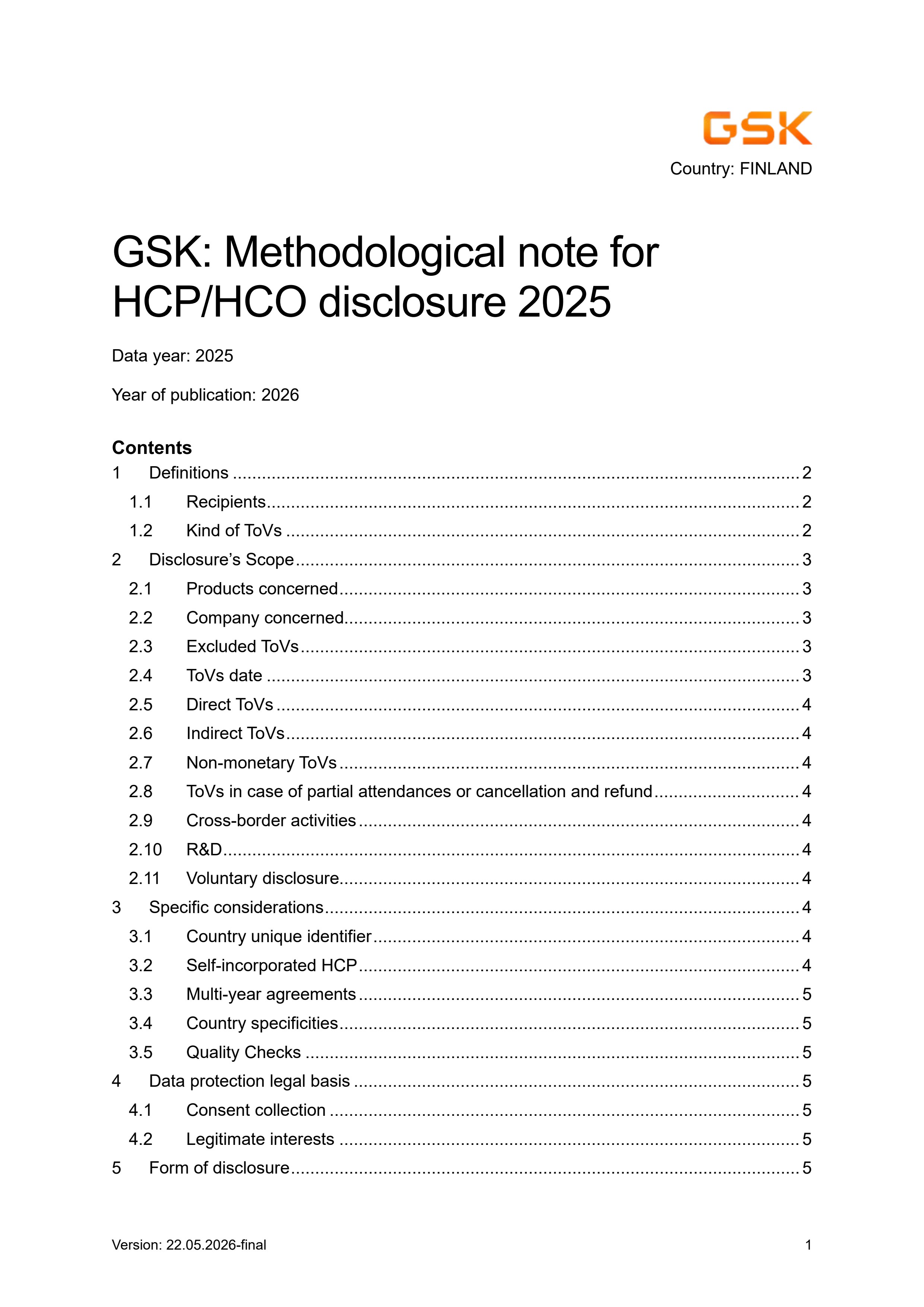 GSK FI 2025 EFPIA HCPO Methodological Note ENGLISH