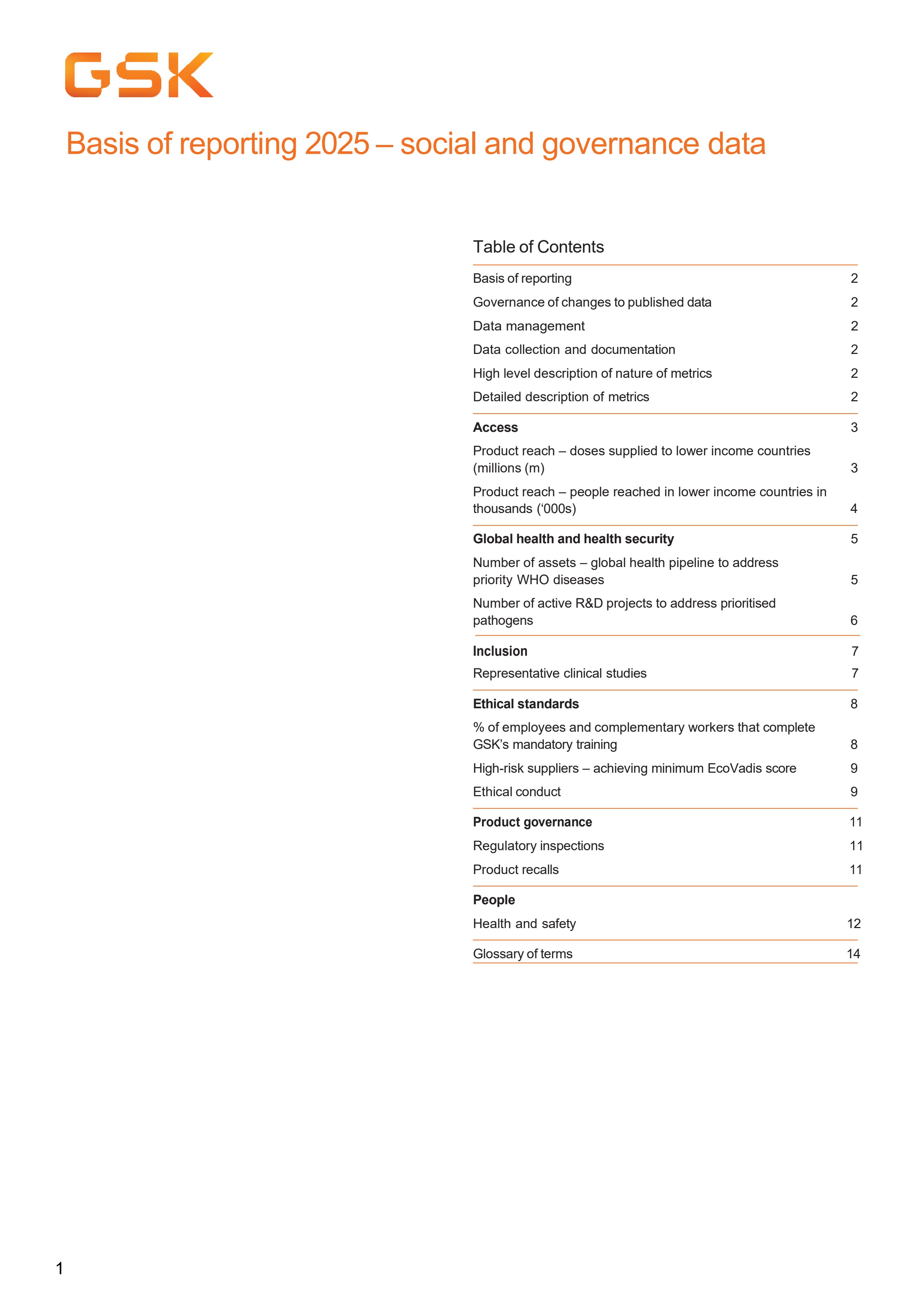 Basis of reporting for social and governance 2025