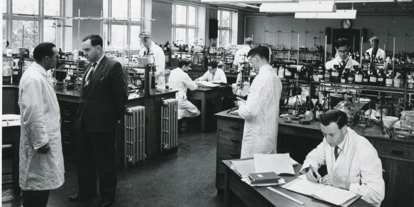 Beecham Research Laboratories team at Brockham Park, UK, 1960s