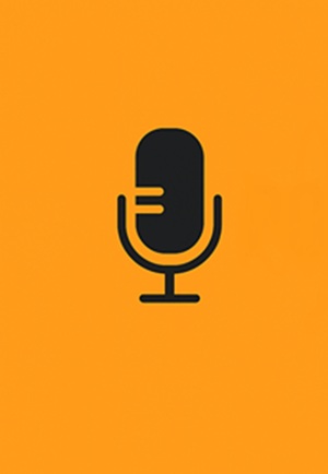 black microphone on orange blackground