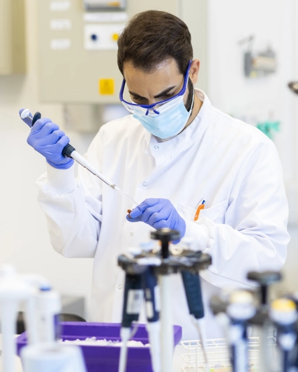 Lab worker performing an experiment