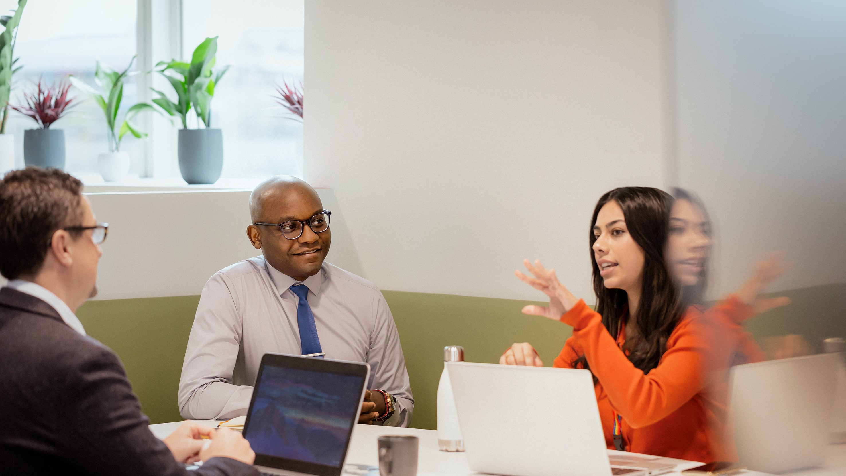 Three people meeting