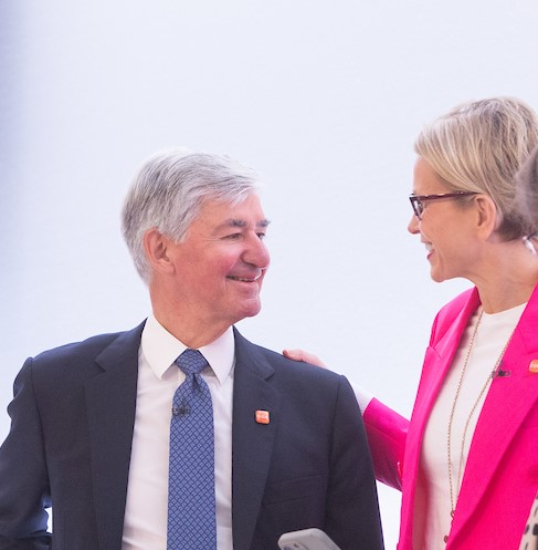 Jon Symonds, GSK Chair and Chair of Nominations and Corp Governance Committee speaks to CEO Emma