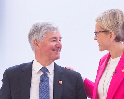 Jon Symonds, GSK Chair and Chair of Nominations and Corp Governance Committee speaks to CEO Emma