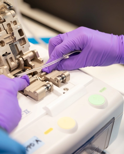 Person setting up gene therapy machine