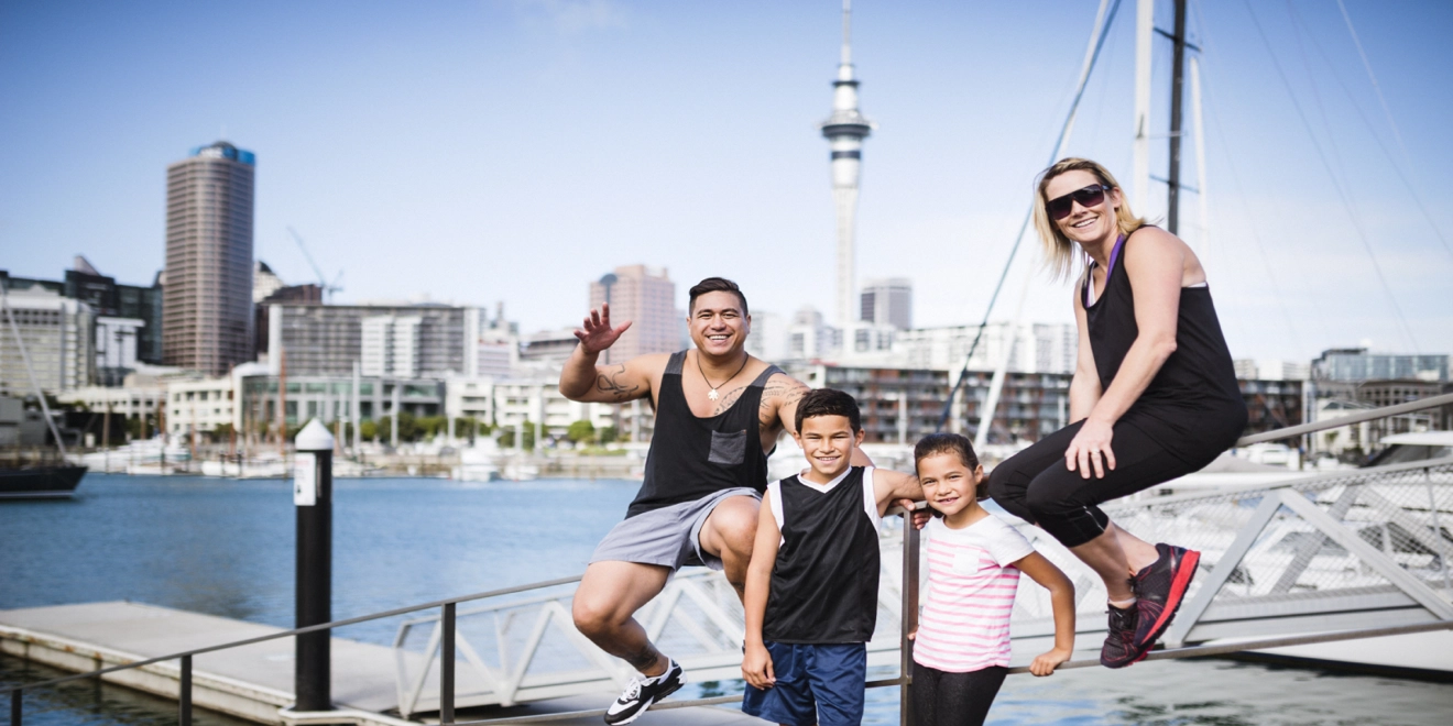 Family at marina