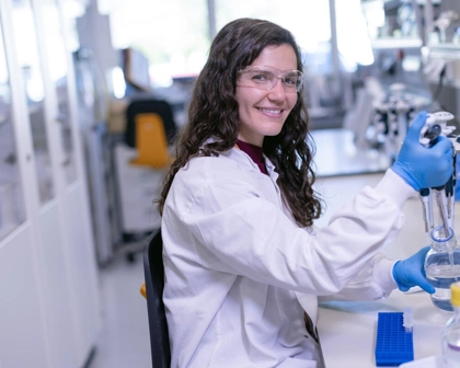 Global health scientist working in lab