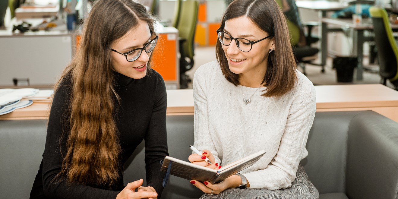 Person 1 and Person 2 discuss Modern employer meeting.