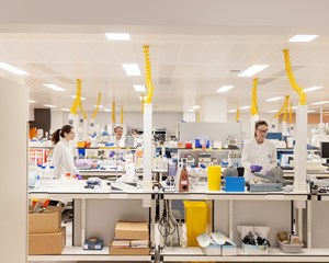 Multiple women working in a large laboratory
