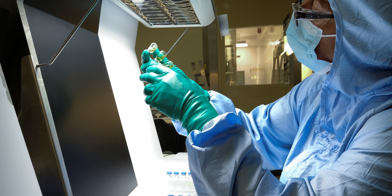 A vaccine manufacturing production line in action