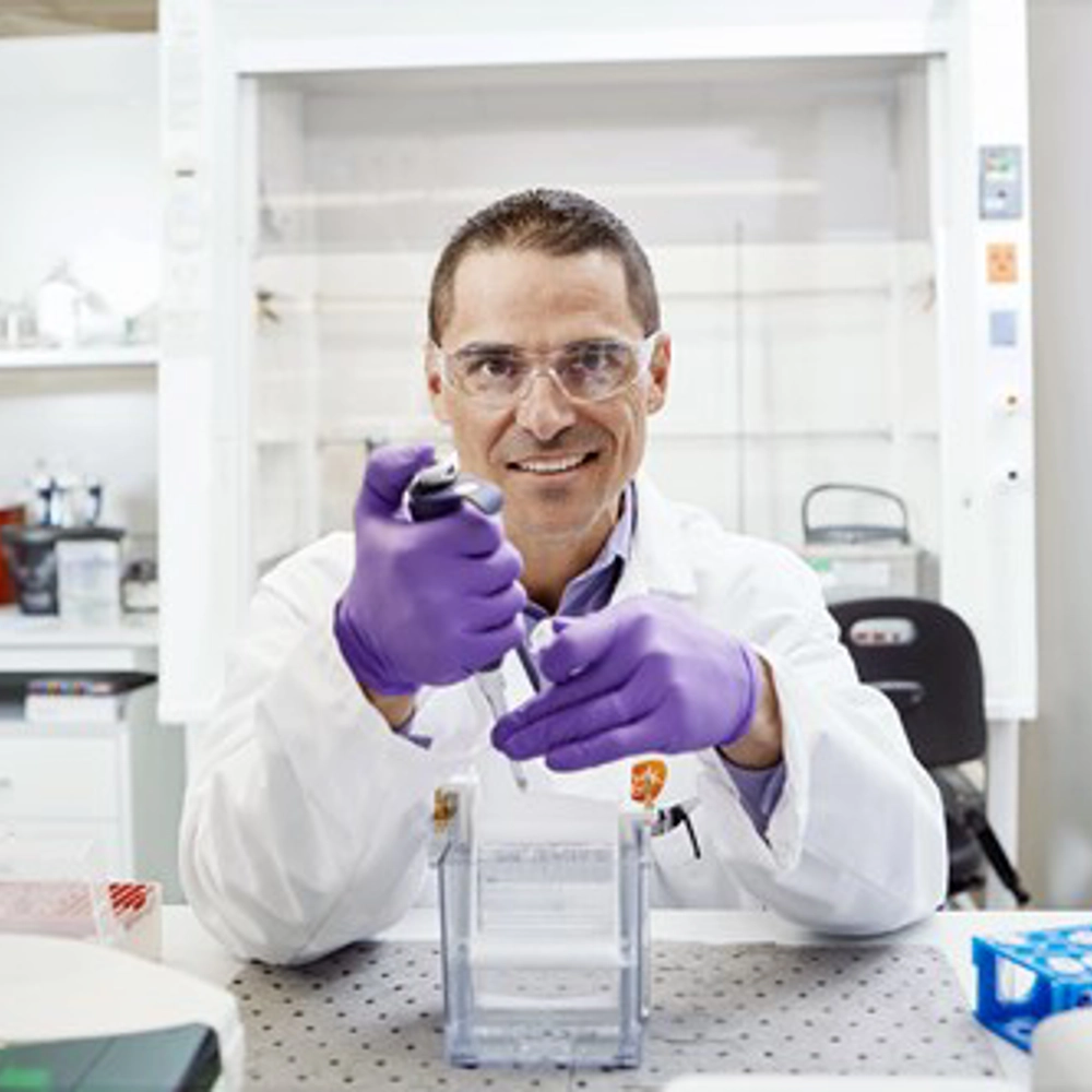 scientist with pipette