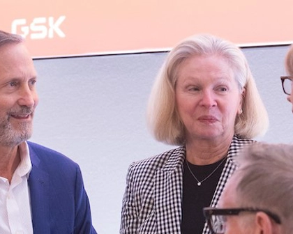 GSK Chair of Audit and Risk Committee Charles Bancroft speaks with Julie Brown and Liz Anderson